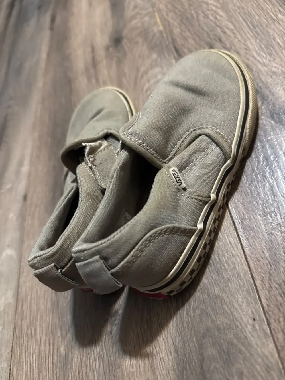 Vans Toddler Size 9 Checkered Slip-On Shoes Beige Canvas Casual